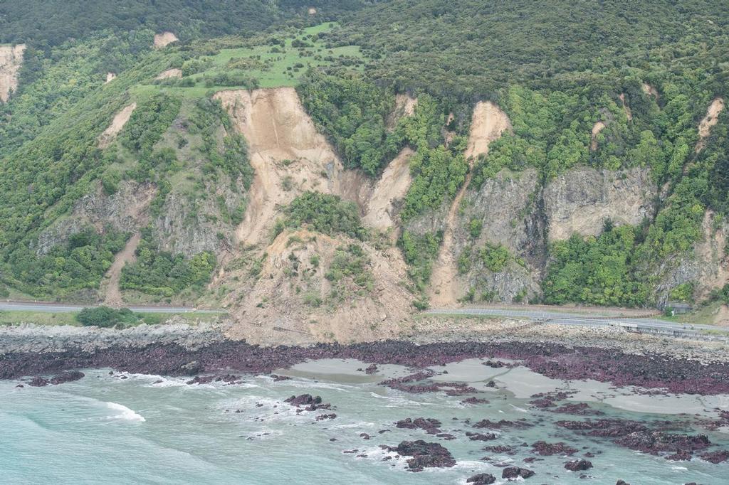 Damage to infrastructure following eathquake on 14 Nov 16 near Kaikoura coast © New Zealand Defence Force